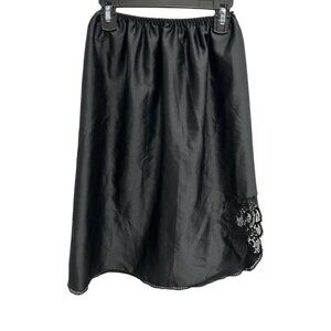 Vintage Wondermaid Long Black Half Slip Lace Trim Sz Medium